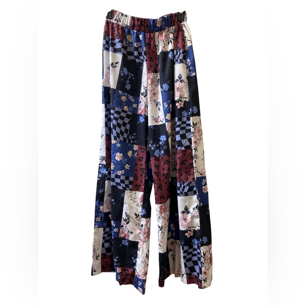 Romwe Multicolor Patchwork Wide Leg Pants - image 1